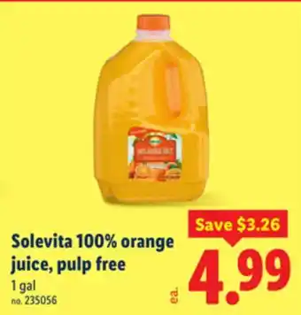 Lidl Solevita 100% orange juice, pulp free offer