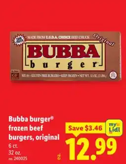 Lidl Bubba burger frozen beef burgers, original offer