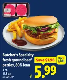 Lidl Butcher's Specialty fresh ground beef patties, 80% lean offer
