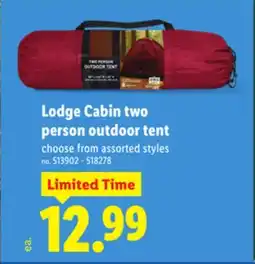 Lidl Lodge Cabin two person outdoor tent offer
