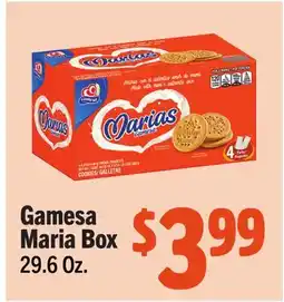 Vallarta Supermarkets Gamesa Maria Box offer