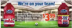 Vallarta Supermarkets Ocean Spray Cranberry Juice Cocktails, 100% Cranberry Juice offer