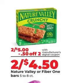 Hy-Vee Nature Valley or Fiber One bars offer