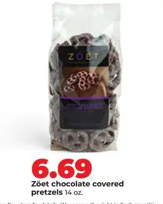 Hy-Vee Zöet chocolate covered pretzels offer