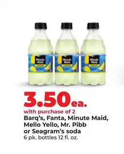 Hy-Vee Barg's, Fanta, Minute Maid, Mello Yello, Mr. Pibb or Seagram's soda offer