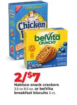 Hy-Vee Nabisco snack crackers or 3.5 to 8.5 oz., belVita breakfast biscuits 5 ct offer