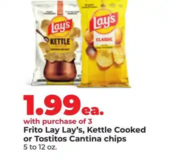 Hy-Vee Frito Lay Lay's, Kettle Cooked or Tostitos Cantina chips offer