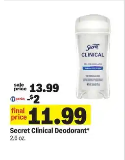 Meijer Secret Clinical Deodorant offer