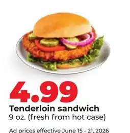Hy-Vee Tenderloin sandwich offer
