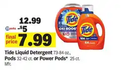 Meijer Tide Liquid Detergent 73-84 oz., Pods 32-42 ct. or Power Pods* 25 ct offer