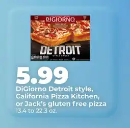 Hy-Vee DiGiorno Detroit style, California Pizza Kitchen, or Jack's gluten free pizza offer