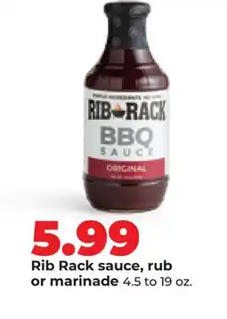 Hy-Vee Rib Rack sauce, rub or marinade offer
