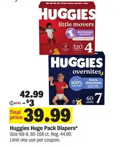 Meijer Huggies Huge Pack Diapers offer