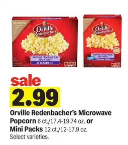 Meijer Orville Redenbacher's Microwave Popcorn 6 ct./17.4-19.74 oz. or Mini Packs 12 ct./12-17.9 oz offer