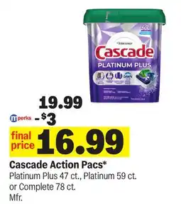 Meijer Cascade Action Pacs* Platinum Plus 47 ct., Platinum 59 ct. or Complete 78 ct offer