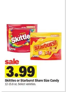 Meijer Skittles or Starburst Share Size Candy offer