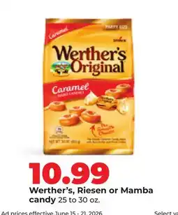 Hy-Vee Werther's, Riesen or Mamba candy offer