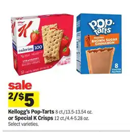 Meijer Kellogg's Pop-Tarts 8 ct or Special K Crisps 12 ct offer
