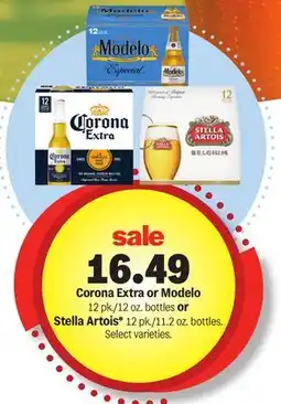 Meijer Corona Extra or Modelo 12 pk./12 oz. bottles or Stella Artois* 12 pk./11.2 oz. bottles offer