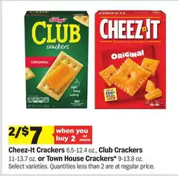 Meijer Cheez-It Crackers 6.5-12.4 oz., Club Crackers 11-13.7 oz. or Town House Crackers* 9-13.8 oz offer
