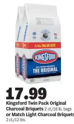 Meijer Kingsford Twin Pack Original Charcoal Briquets offer
