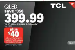 Meijer TCL 65” Q Class 4K UHD HDR QLED Smart TV offer