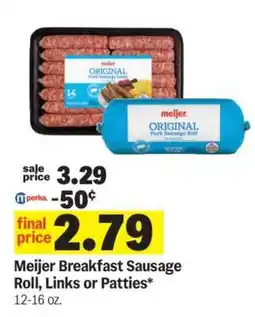 Meijer Meijer Breakfast Sausage Roll, Links or Patties offer