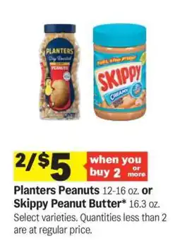 Meijer Planters Peanuts or Skippy Peanut Butter offer