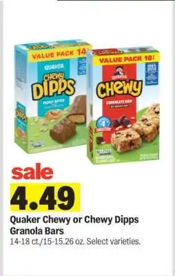 Meijer Quaker Chewy or Chewy Dipps Granola Bars offer