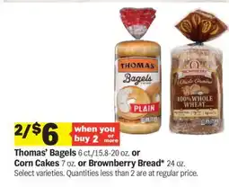 Meijer Thomas' Bagels or Corn Cakes or Brownberry Bread offer