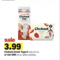 Meijer Chobani Greek Yogurt or Oat Milk offer