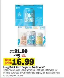 Meijer Long Drink Zero Sugar or Traditional offer