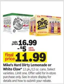 Meijer Mike’s Hard Dirty Lemonade or White Claw offer
