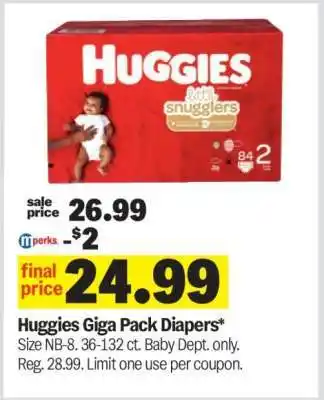 Meijer Huggies Giga Pack Diapers offer