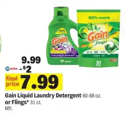 Meijer Gain Liquid Laundry Detergent Or Flings offer