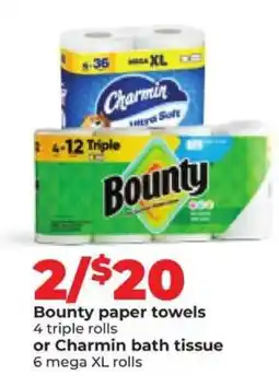 Hy-Vee Bounty Paper Towels or Charmin Bath Tissue offer