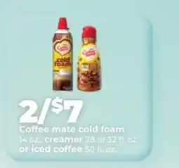 Hy-Vee Coffee mate cold foam, creamer, or iced coffee offer