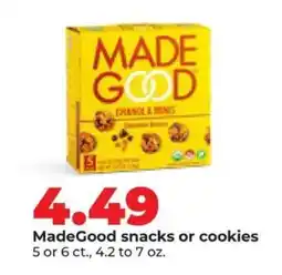 Hy-Vee MadeGood snacks or cookies offer