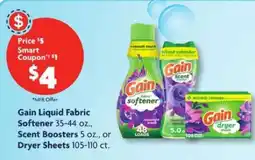 Family Dollar Gain Liquid Fabric Softener, Scent Boosters, or Dryer Sheets offer