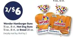 Family Dollar Wonder Hamburger Buns, Hot Dog Buns, or Bread offer