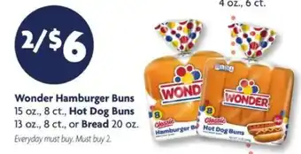 Family Dollar Wonder Hamburger Buns, Hot Dog Buns, or Bread offer