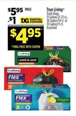 Dollar General True Living Trash Bags offer