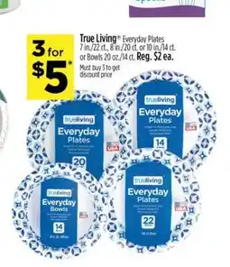 Dollar General True Living Everyday Plates or Bowls offer