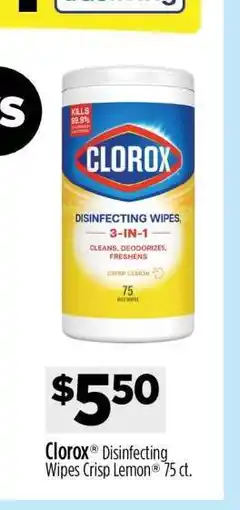 Dollar General Clorox Disinfecting Wipes Crisp Lemon 75 ct offer