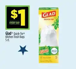 Dollar General Glad Quick-Tie Kitchen Trash Bags 5 ct offer