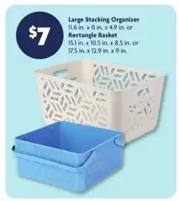 Family Dollar Large Stacking Organizer or Rectangle Basket offer