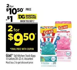 Dollar General Glad Tall Kitchen Trash Bags offer