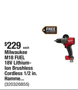 The Home Depot Milwaukee M18 FUEL 18V Lithium-Ion Brushless Cordless 1/2 in. Hammer Drill/Driver (Tool-Only) offer