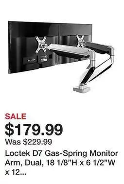 Office Depot Loctek D7 Gas-Spring Monitor Arm, Dual, 18 1/8H x 6 1/2W x 12 13/16D, Silver offer