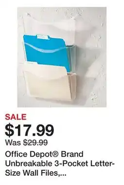 Office Depot Office Depot Brand Unbreakable 3-Pocket Letter-Size Wall Files, Clear, Pack Of 3 offer